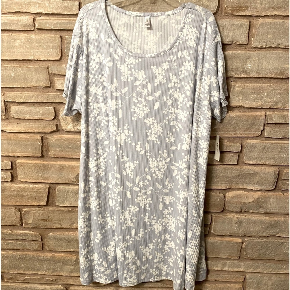 Flora Nikrooz Women's Short Sleeve Ribbed Sleep Dress Size 2X